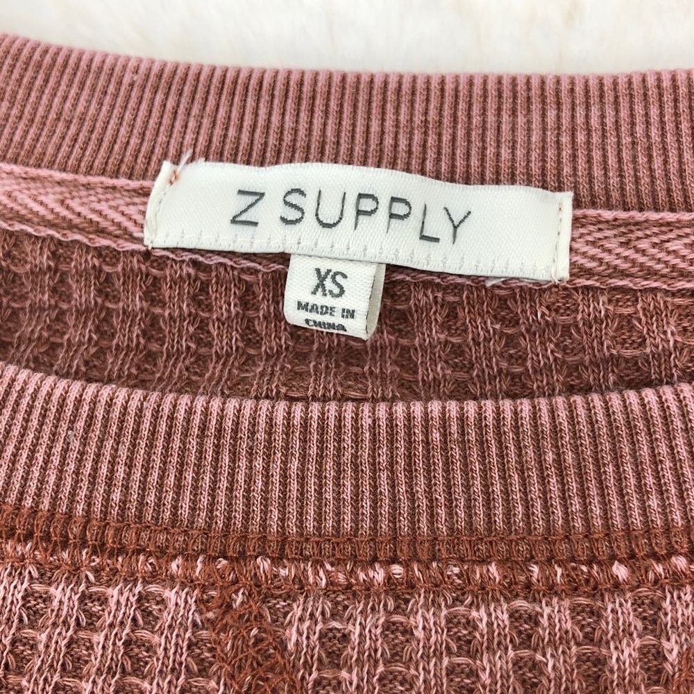 Z Supply Waffle Knit Mauve Pink Dolman Sleeve Oversized Top - Picture 2 of 8